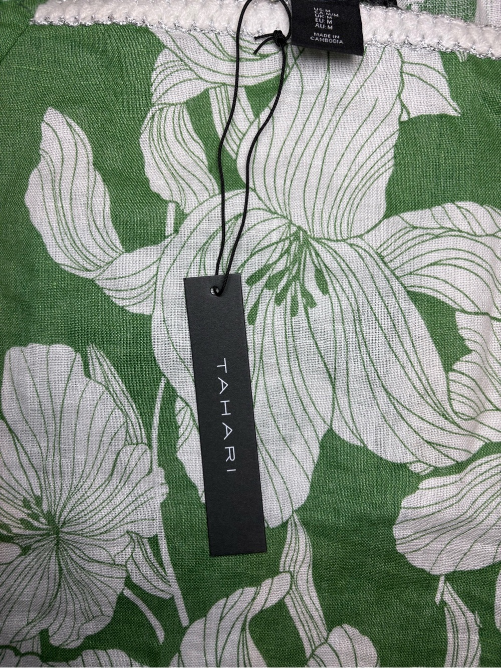 New TAHARI 100% Linen Floral Botanical Print Boho Lagenlook Blouse Shirt Top - Picture 5 of 9
